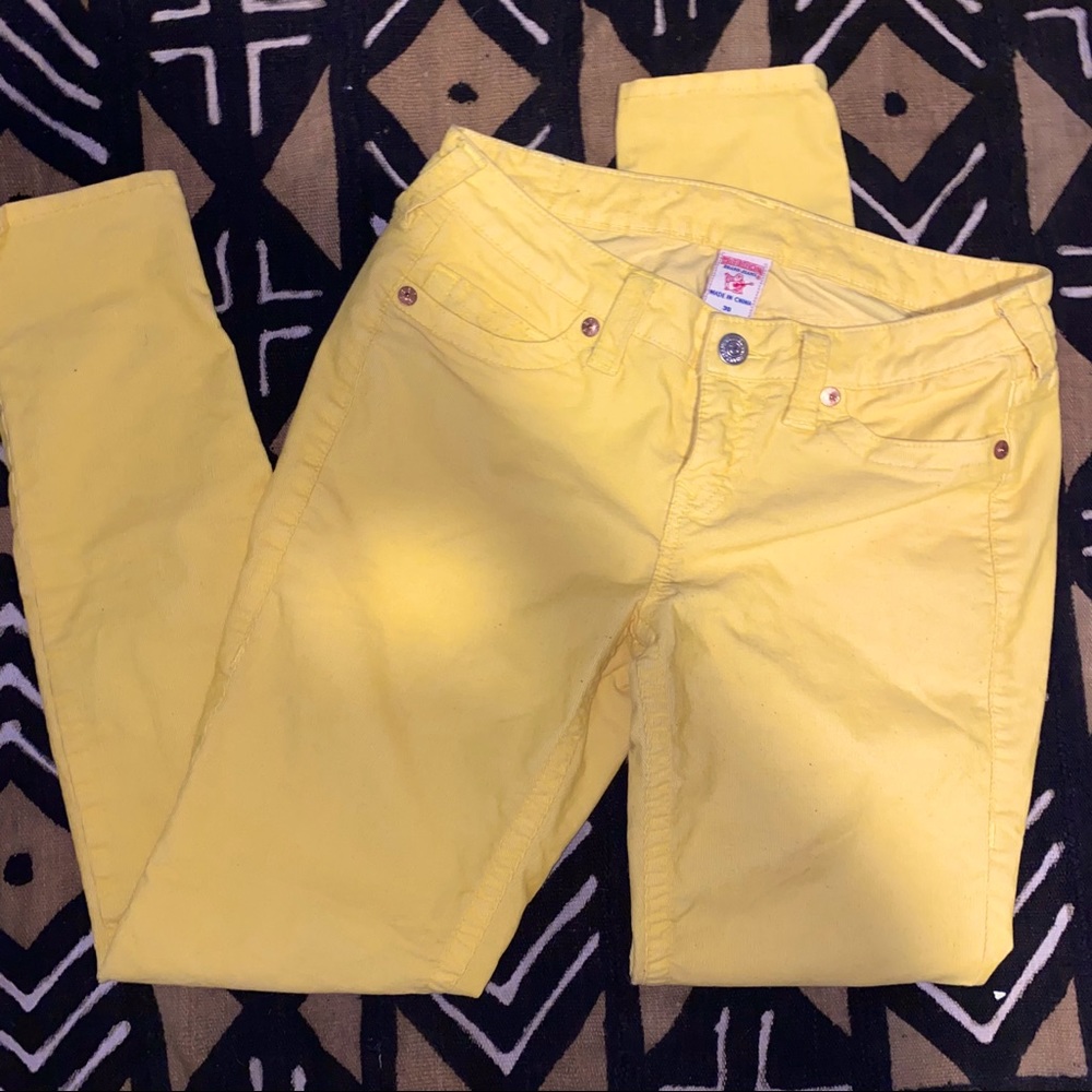 true religion corduroys skinny yellow 30